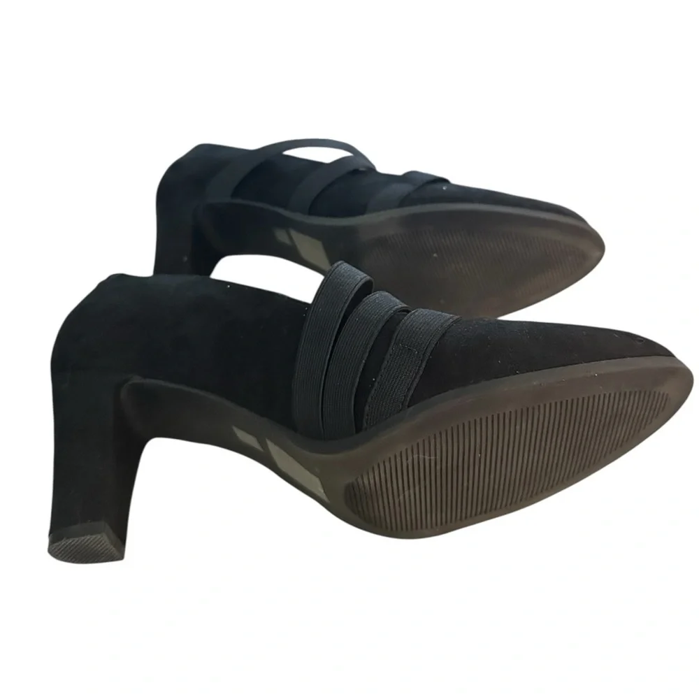 Journee Collection Black Suede Multi-Strap Mary Jane Heels Women’s Size 9 - Picture 8 of 9